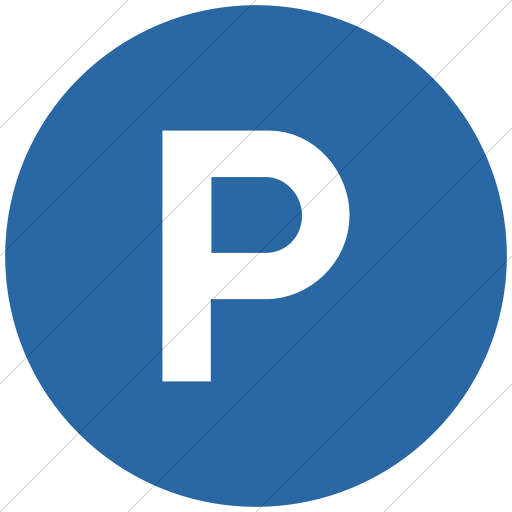 Flat Circle White On Blue Aiga Parking Icon