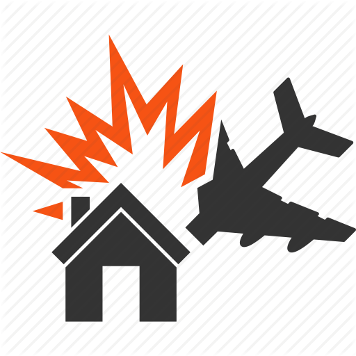 Aircraft, Airplane, Collision, Crash, Home, House, Jet Plane Icon