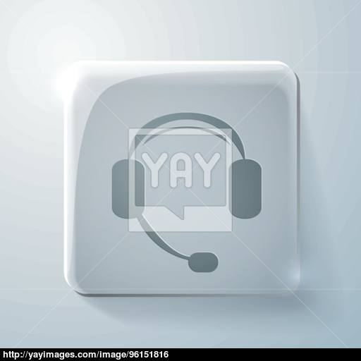 Glass Square Icon Customer Support Vector
