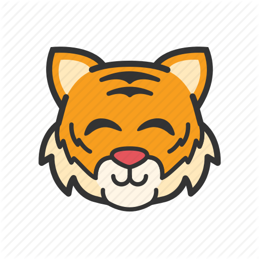 Cute, Emoticon, Smile, Tiger Icon