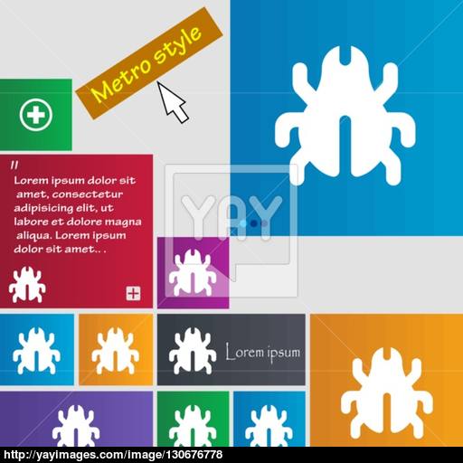 Software Bug, Virus, Disinfection, Beetle Icon Sign Metro Style