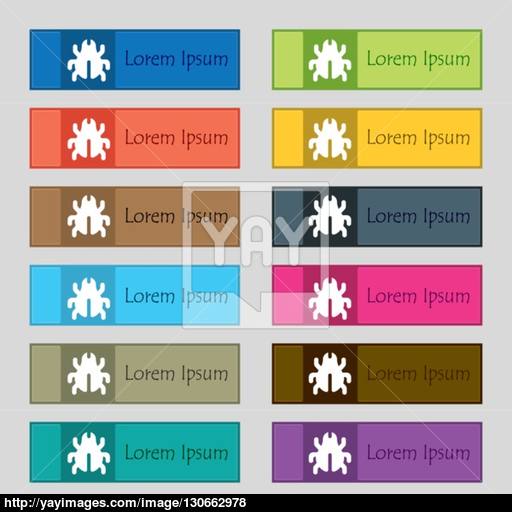 Software Bug, Virus, Disinfection, Beetle Icon Sign Set Of Twelve
