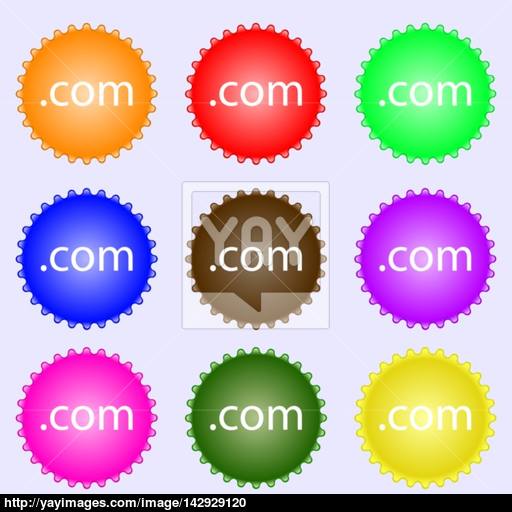 Domain Com Sign Icon Top Level Internet Domain Symbol A Set