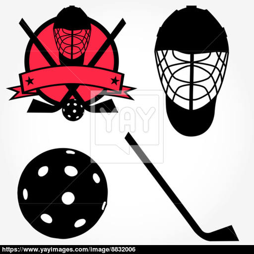 Vector Unihockey Floorball Hockey Icon Set Vector