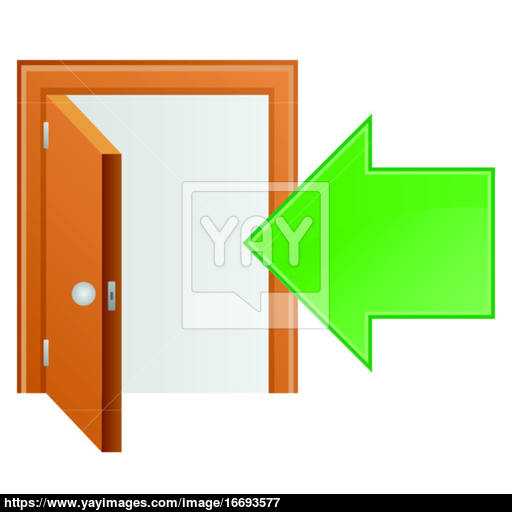 Brown Wood Door And Arrow Icon Vector