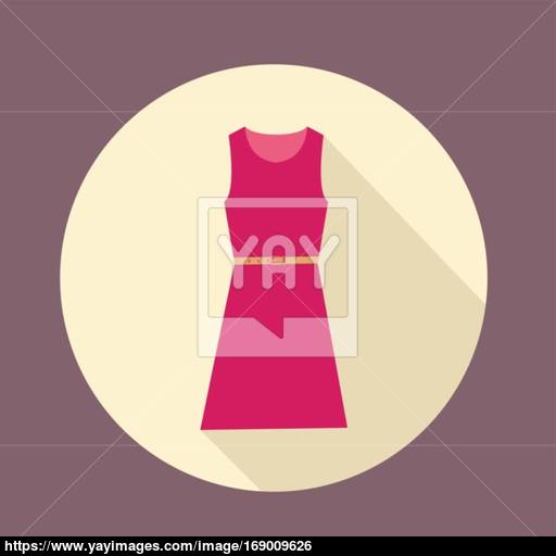 Flat Design With Shadow Icon Women Red Dress Vector