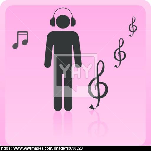 Icon Of The Person In Ear Phones Listening To Music Vector