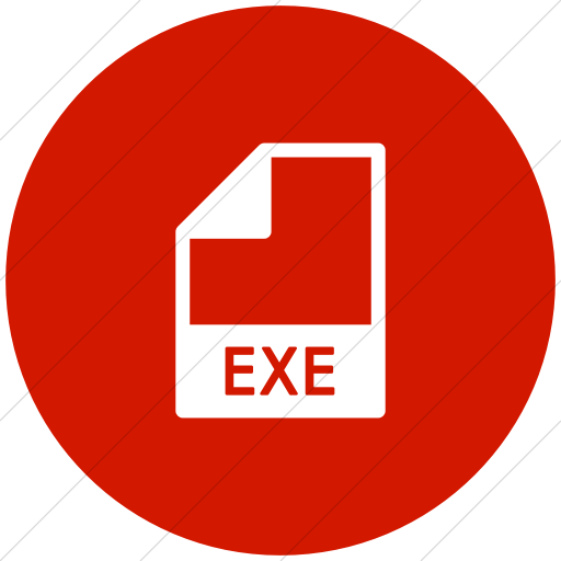 Flat Circle White On Red Mime Types Document Exe Icon