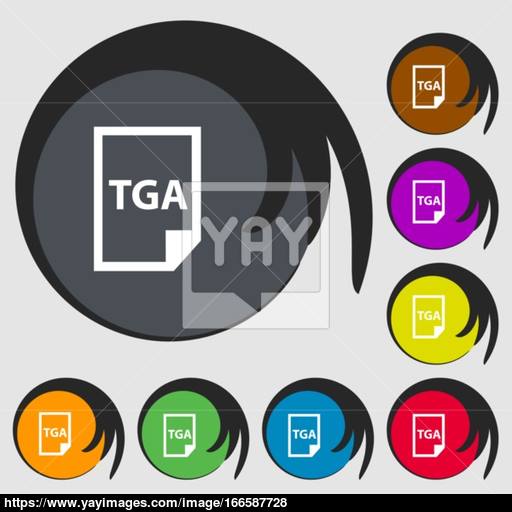 Image Type Format Tga Icon Sign Symbols On Eight Colored