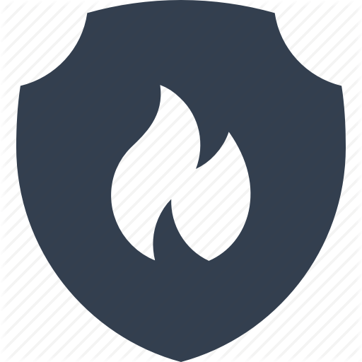 Fire, Firefighter, Flame, Protection, Secure, Service, Shield Icon