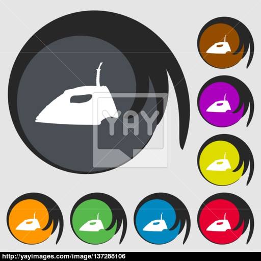 Iron Icon Sign Symbol On Eight Colored Buttons Vector Vector