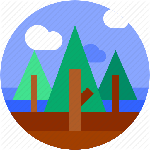 Circle, Flat Icon, Forest, Landscape, Trees Icon