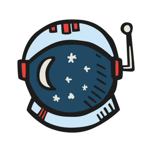 Astronaut, Helmet Icon Free Of Space Hand Drawn Color Sticker
