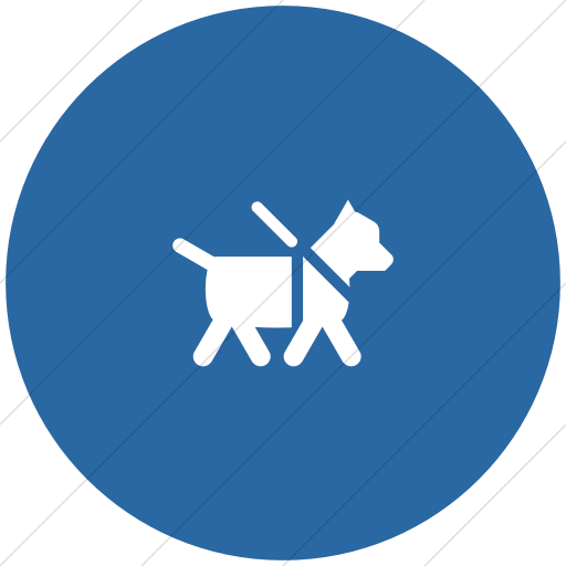 Flat Circle White On Blue Foundation Guide Dog Icon