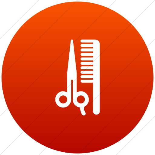 Flat Circle White On Red Gradient Aiga Barber Shop