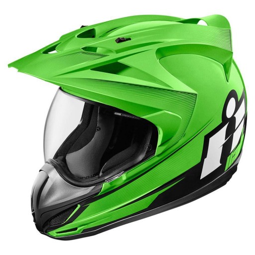 Icon Variant Double Stack Motorcycle Helmet Green Quad Bikes Wales