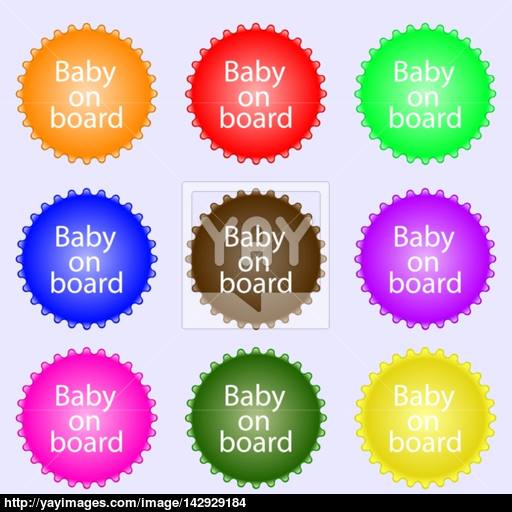Baby On Board Sign Icon Infant In Car Caution Symbol A Set