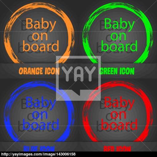 Baby On Board Sign Icon Infant In Car Caution Symbol Fashionable