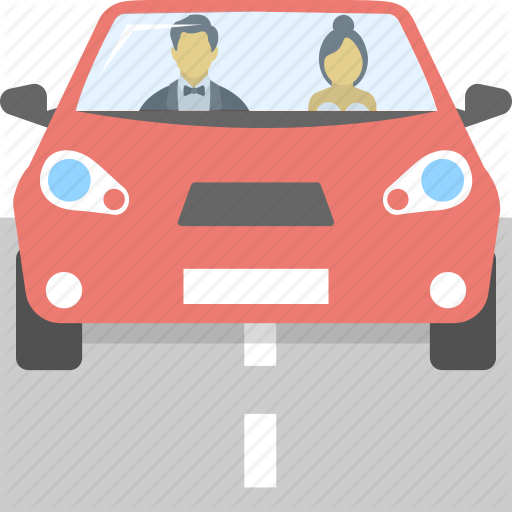 Couple In Car, Honeymoon Concept, Just Married, Married Couple