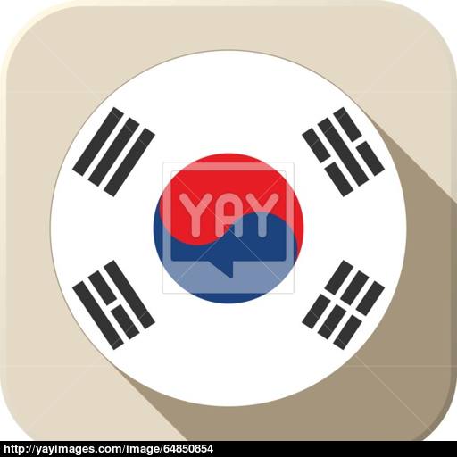 South Korea Flag Button Icon Modern Vector