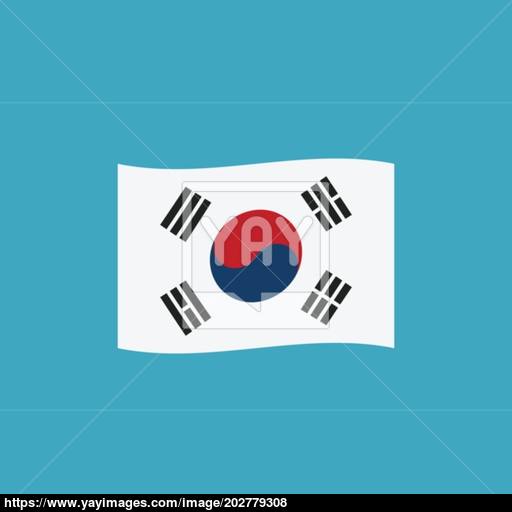 South Korea Flag Icon In Flat Design Vector