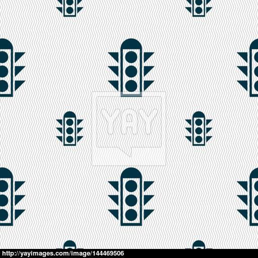 Traffic Light Signal Icon Sign Seamless Pattern With Geometric
