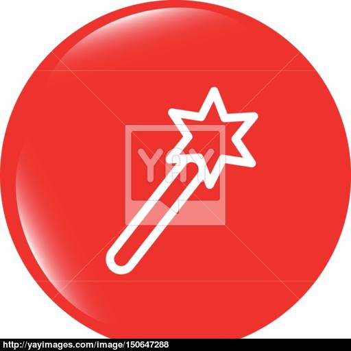 Vector Icon Magic Wand, Web Button Isolated On White Vector