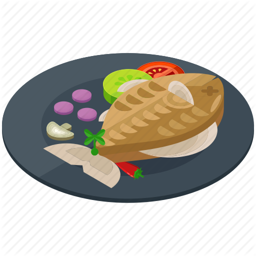 Fish, Food, Meal, Mushroom, Plate, Tomato Icon
