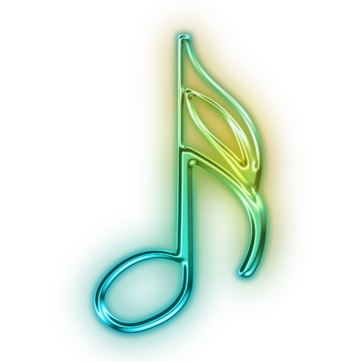 Glowing Green Neon Icon Media Music Sixteenth Note
