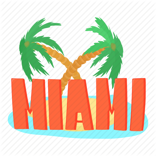 America, Cartoon, Logo, Miami Palm, Touristic, Travel, Usa Icon