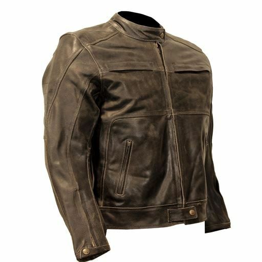 Biker Vintage Motorcycle Jacket, Brown Distressed Leather Cafe