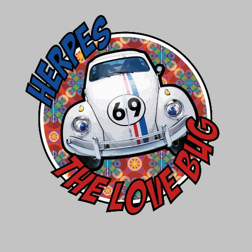 Herbie Herpes The Love Bug Vw Bettle Parody Decal Sticker Ebay