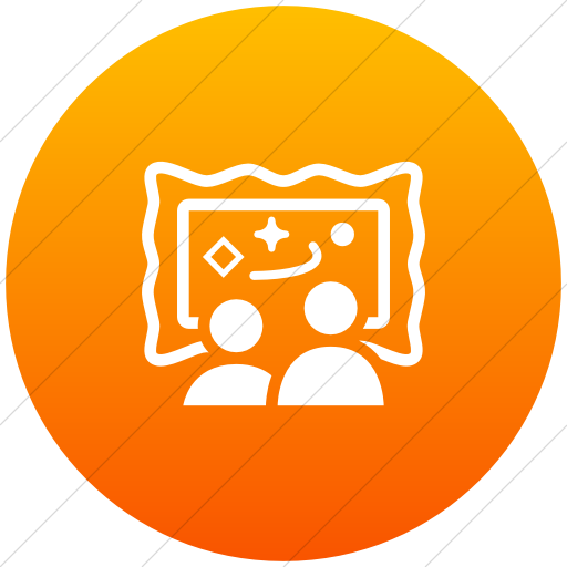 Flat Circle White On Orange Gradient Iconathon Museum Icon