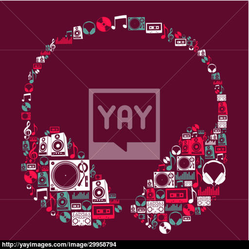 Dj Music Icons Headphone Vector