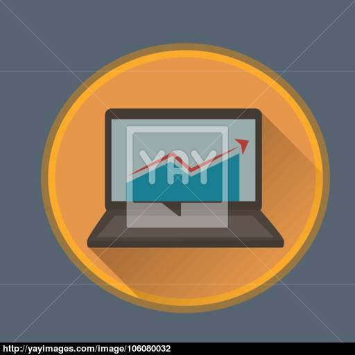 Flat Long Shadow Icon Of Laptop Vector