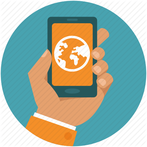 App, Globe, Hand, Internet, Mobile, Online, Phone Icon