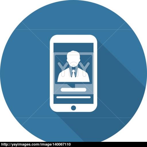 Personal Profile On Phone Icon Flat Design Long Shadow Vector