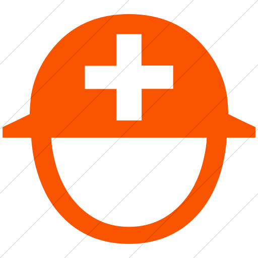 Simple Orange Classica Helmet With White Cross Icon