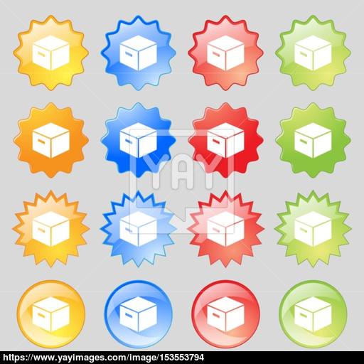 Packaging Cardboard Box Icon Sign Big Set Of Colorful Modern