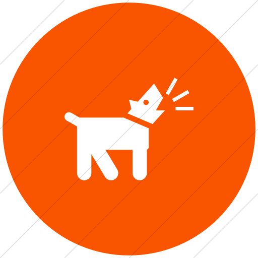 Flat Circle White On Orange Iconathon Barking Dog Icon
