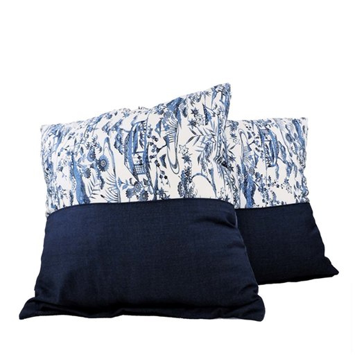 Blue Chizimi Set Of Two Pillows