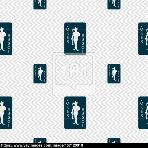 Single Playing Cards, Joker Icon Sign Seamless Pattern