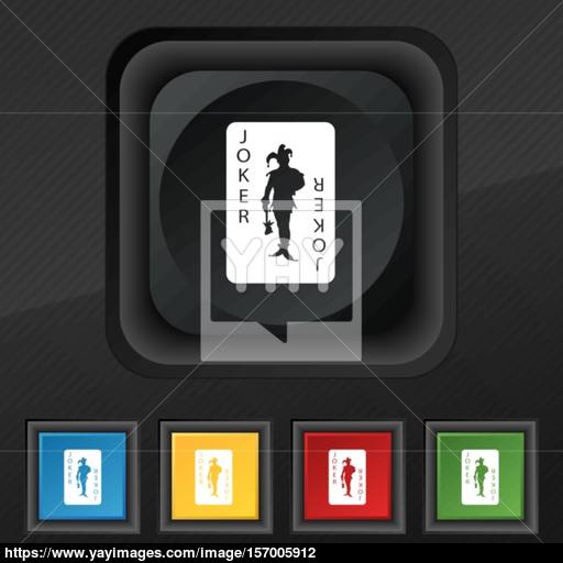 Single Playing Cards, Joker Icon Symbol Set Of Five Colorful