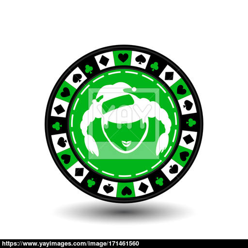 Poker Chip Christmas New Year Santa Claus Girl Green Circle