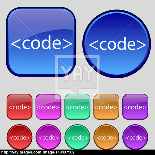 Code Sign Icon Programming Language Symbol Set Of Colored