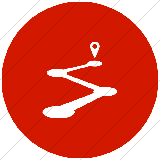 Flat Circle White On Red Raphael Road Map Icon