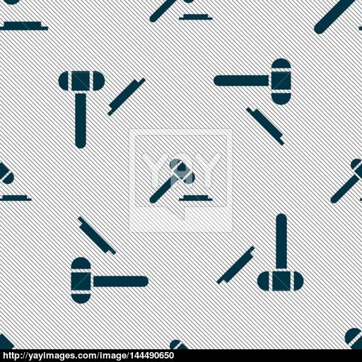 Judge Hammer Icon Seamless Pattern With Geometric Texture Vector