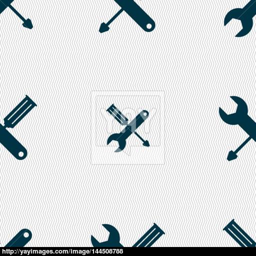 Repair Tool Sign Icon Service Symbol Screwdriver With Wrench