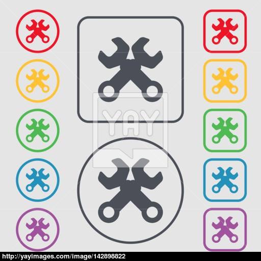 Wrench Key Sign Icon Service Tool Symbol Symbols On The Round