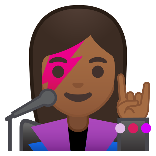 Woman, Singer, Medium, Dark, Skin, Tone Icon Free Of Noto Emoji